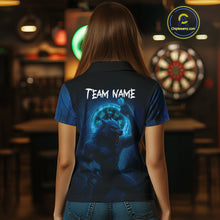 Load image into Gallery viewer, Women's Custom Dart Shirt With Blue Wolf, Red Eyes And Lightning Dartboard NYN0251