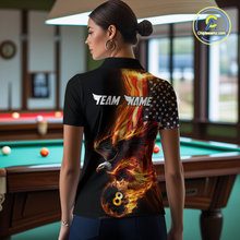 Load image into Gallery viewer, Custom Flaming US Flag Eagle Billiard Jersey for Women Billiard Shirt Billiard Gifts Polo &amp; 1/4 Zip NNT58