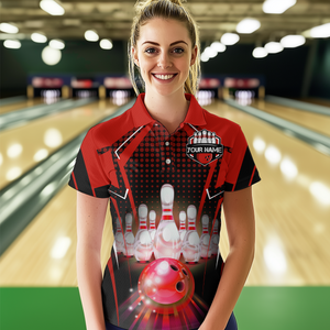 Custom Polo Bowling Shirt Women Bowling Team Jersey QZT59