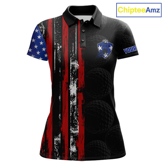Custom Womens Golf Polo Shirt USA Flag, Golf Family Team Shirt, School Team Golf Shirt, Patriotic Golf Shirt NHT715