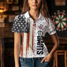 Load image into Gallery viewer, Grunge Retro US Flag Custom Darts Shirt For Women, Darts Jersey Pocket Option TDM3797