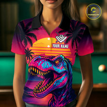 Load image into Gallery viewer, Custom Neon Dinosaur 8 Ball Billiard Shirt for Men Polo &amp; Quarter-Zip Billiard Team Jerseys NNT81