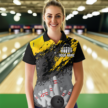 Load image into Gallery viewer, Custom Yellow Bowling Shirt forMen Women Team Bowling Jersey Bowling Polo &amp; 1/4 Zip Shirt MBL40