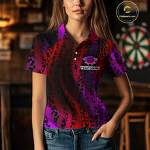 Load image into Gallery viewer, Women's Custom Darts Team Shirt - Wildlife Print With Trophy &amp; Neon Dartboard NYN0322