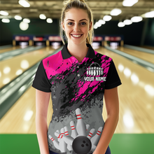 Load image into Gallery viewer, Custom Pink Bowling Shirt forMen Women Team Bowling Jersey Bowling Polo &amp; 1/4 Zip Shirt MBL40
