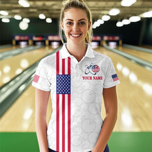 Load image into Gallery viewer, Patriotic Bowling Shirt for Men Women Team Custom White Bowling Polo &amp; 1/4 Zip Shirt MBL23