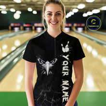 Load image into Gallery viewer, Custom Black Eagle Bowling Women Bowling Shirt Polo &amp; Quarter-Zip Bowling Team Jerseys HNT77