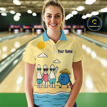 Load image into Gallery viewer, Summer Bowling Shirt Custom Polo Bowling Jersey Funny Bowling Pins and Ball QZT695