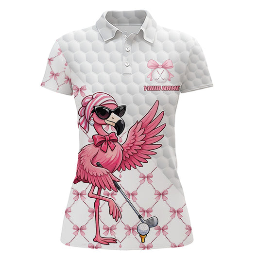 Pink Flamingo Golf Shirt For Women, Funny Pattern Golf Polo Shirt, Ladies Golf Outfit For Team NHT729