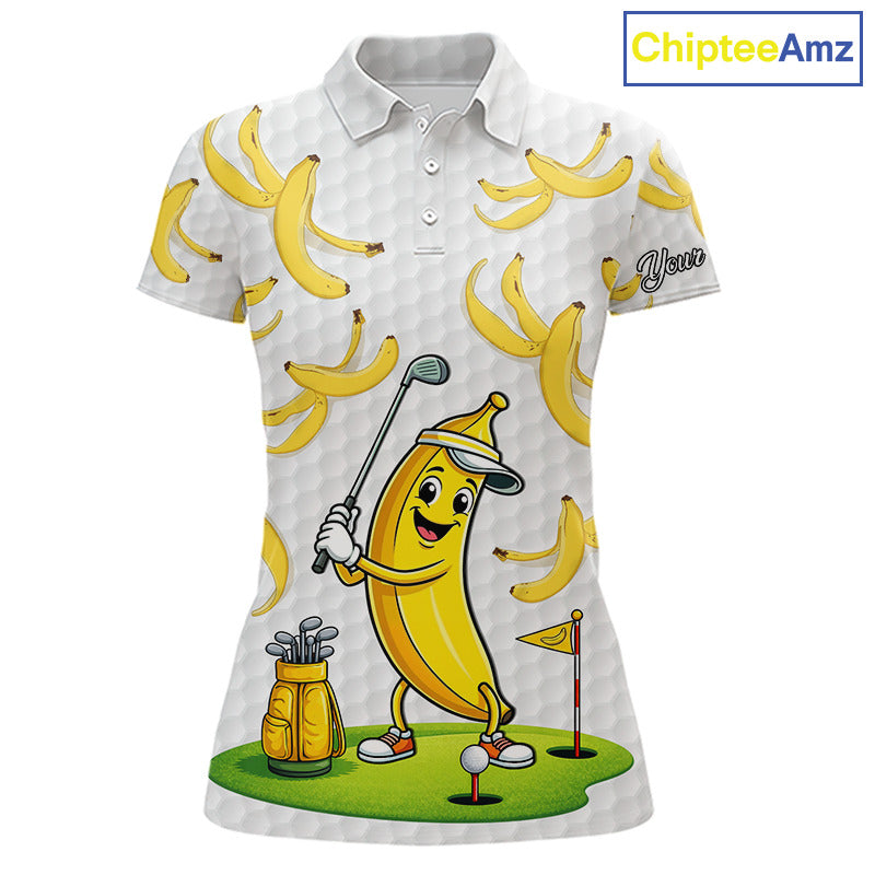 Funny Banana Pattern Golf Women's Polo Shirt, Team Golf Clothes, Golf Gifts NBT610