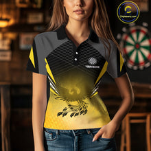 Load image into Gallery viewer, Women’s Darts Shirt With Phoenix And Yellow Halftone Pattern, Custom Name Option NYN0303