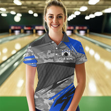 Load image into Gallery viewer, Blue Camo Bowling Shirts for Women Men Custom Team Bowling Polo &amp; 1/4 Zip Shirt MBL61