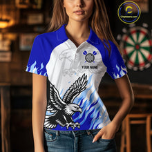 Load image into Gallery viewer, Women's Custom Darts Shirt - Eagle With Wings Dart Arrow &amp; Blue Flaming Pattern NYN0332