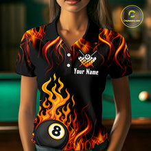 Load image into Gallery viewer, Billiard Fire 8 Ball Flame Custom Women's Billiard Shirts, Billiard Team Pool Jerseys |Orange TDM4011