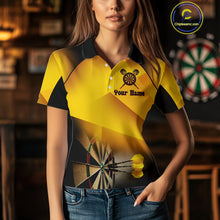 Load image into Gallery viewer, Women's Personalized Dart Shirts With Fire Skull And Yellow Darts Theme NYN0256