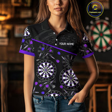 Load image into Gallery viewer, Women's Custom Darts Shirt With Purple-Black Dartboard And Arrows Pattern NYN0264