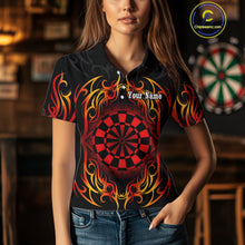 Load image into Gallery viewer, Women's Custom Darts Shirt With Roses Skull Polynesian Pattern And Red Dartboard NYN0254