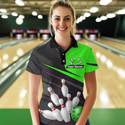 Green Bowling Shirt for Men&Women Team Bowling Jersey Colorful Bowling Polo & 1/4 Zip MBL49