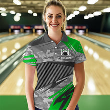 Load image into Gallery viewer, Green Camo Bowling Shirts for Women Men Custom Team Bowling Polo &amp; 1/4 Zip Shirt MBL61