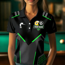 Load image into Gallery viewer, Personalized Billiard 8 Ball &amp; 9 Ball Pool Polo, 1/4 Zip For Women Custom Team Billiard Jersey |Green TDM3581