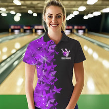 Load image into Gallery viewer, Purple Butterfly Bowling Polo Shirts For Men Women Custom Bowling Jersey Team BDT505
