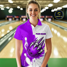 Load image into Gallery viewer, Custom Sharp Claws Bowling Shirt Purple Men Women Team Bowling Flaming Jerseys MBL91