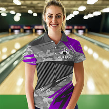 Load image into Gallery viewer, Purple Camo Bowling Shirts for Women Men Custom Team Bowling Polo &amp; 1/4 Zip Shirt MBL61