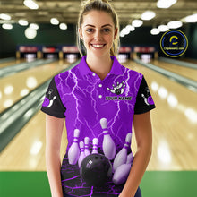 Load image into Gallery viewer, Purple Thunder Lightning &amp; Lava Bowling Shirt for Men Women Team Bowling Jersey MBL92