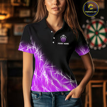 Load image into Gallery viewer, Purple Icy Lights Womens Darts Polo &amp; Quarter Zip Custom Dart Shirts For Team Darts Jerseys Outfit TDM4149