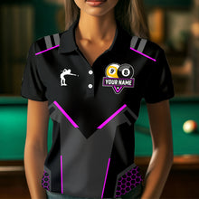 Load image into Gallery viewer, Personalized Billiard 8 Ball &amp; 9 Ball Pool Polo, 1/4 Zip For Women Custom Team Billiard Jersey|Purple TDM3582