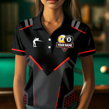 Load image into Gallery viewer, Personalized Billiard 8 Ball &amp; 9 Ball Pool Polo, 1/4 Zip For Women Custom Team Billiard Jerseys |Red TDM3547