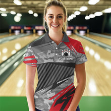 Load image into Gallery viewer, Red Camo Bowling Shirts for Women Men Custom Team Bowling Polo &amp; 1/4 Zip Shirt MBL61