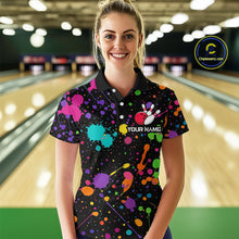 Load image into Gallery viewer, Colorful Watercolor Bowling Shirt for Men Women Custom Team Bowling Polo &amp; Quarter Zip MBL98