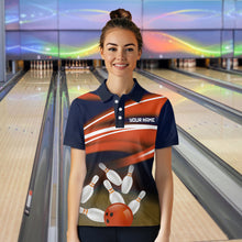 Load image into Gallery viewer, Custom Orange Bowling Jersey Bowling Team Shirts For Women Bowling League Polo &amp; 1/4 Zip HNT163