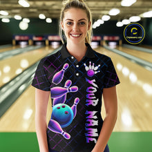 Load image into Gallery viewer, Neon Bowling Custom Women Bowling Shirt Polo &amp; Quarter-Zip Bowling Team Jerseys HNT70