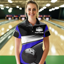 Load image into Gallery viewer, Black&amp;Blue Bowling Shirt for Men Women Team Custom Bowling Polo &amp; 1/4 Zip Shirt MBL43