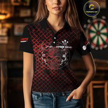 Load image into Gallery viewer, Red Splatter Skull Personalized Viking Women's Dart Shirt - Custom Name For Players NYN0436