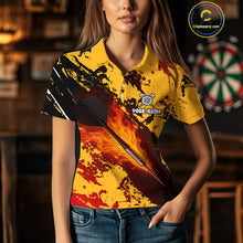 Load image into Gallery viewer, Women's Custom Darts Shirt With Flame Dart Arrows And Black-Yellow Grunge Pattern NYN0290