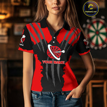 Load image into Gallery viewer, Red Darts Shirt With Claw Mark Design - Custom Team &amp; Name Shirt For Women NYN0339