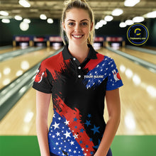 Load image into Gallery viewer, American Flag Bowling Shirt Personalized Patriotic Polo Bowling Team League Gift for Bowlers QZT691