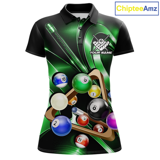 Custom Ball Pool Shirts Green Billiard Shirt for Women Billiard Team Jersey Billiard League NNT180