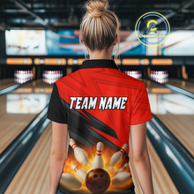 Load image into Gallery viewer, Custom Flaming Red Bowling Shirts for Women Men Team Bowling Polo &amp; Quarter Zip MBL99