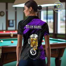Load image into Gallery viewer, Custom Purple Funny Beer 8 Ball Billiard Shirts for Men Billiard Team Shirts Polo &amp; 1/4 Zip NNT78