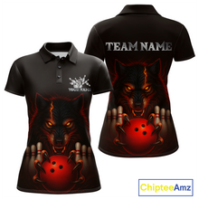 Load image into Gallery viewer, Red&amp;Black Wolf Bowling Shirts for Team Women Men Custom Wolf Bowling Polo &amp;1/4 Zip MBL196