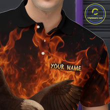 Load image into Gallery viewer, Flame Eagle Bowling Polo, Quarter Zip Shirts For Men Custom Eagle Bowling Team Jerseys NQS9972