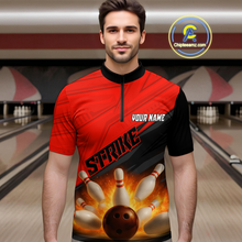 Load image into Gallery viewer, Custom Flaming Red Bowling Shirts for Women Men Team Bowling Polo &amp; Quarter Zip MBL99
