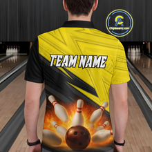 Load image into Gallery viewer, Custom Flaming Yellow Bowling Shirts for Women Men Team Bowling Polo &amp; Quarter Zip MBL99