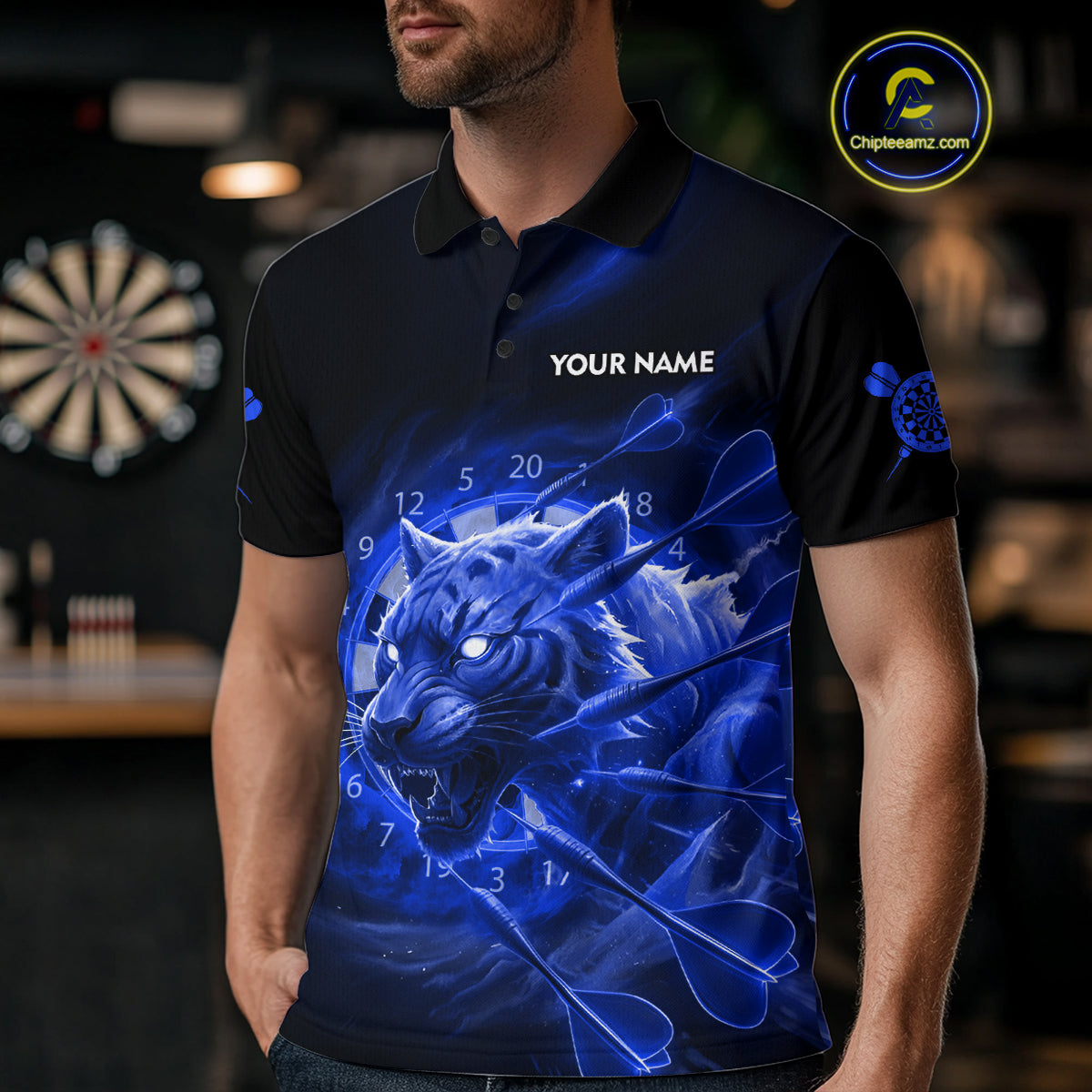 Custom Purple Fantasy Tiger Storm Dart Arrow Darts Polo Shirt For Men Dart Team Jerseys NYN1823