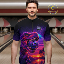 Load image into Gallery viewer, Custom Retro Galaxy Dinosaur Bowling Jersey for Men Bowling Shirts for Team Polo &amp; 1/4 Zip HNT245