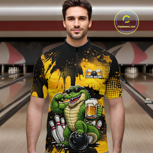 Load image into Gallery viewer, Custom Beer Alligator Bowling Jersey for Men Bowling Polo &amp; 1/4 Zip Bowling Team Shirts HNT271